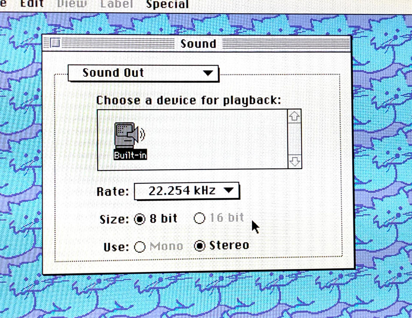 sound settings on the IIci